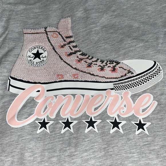 Converse sequins Flip T-shirt Top Girls Large NEW - Picture 3 of 6